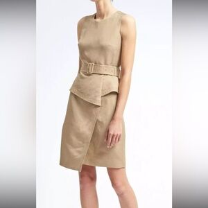 Banana Republic Linen-Blend Peplum Utility Dress, Cayenne SIZE 6P